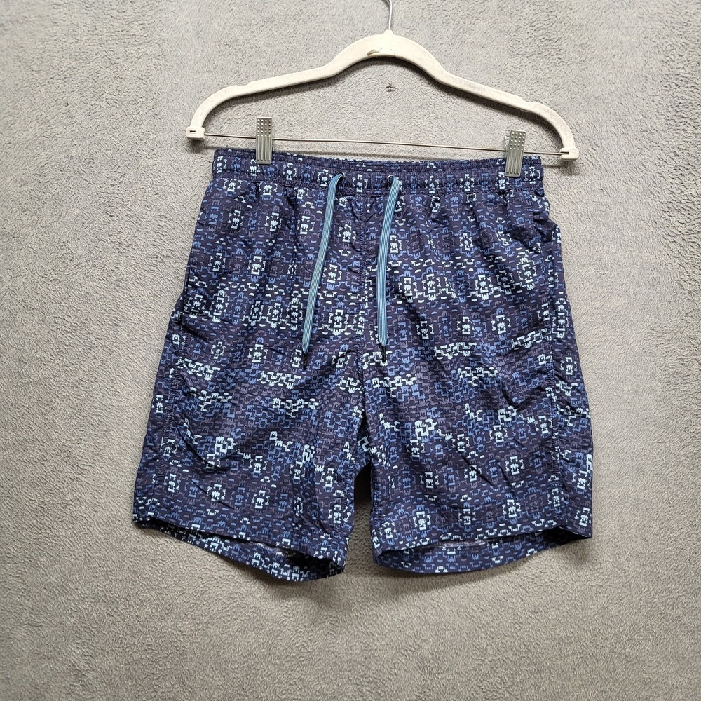 SAXX‎ Men Activewear Shorts S Navy Nylon Polyester Swimwear Geometric Cannonball